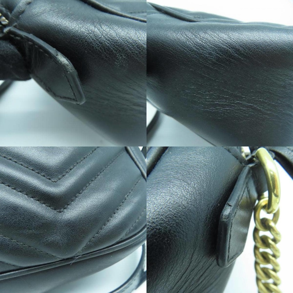💎✨BEAUTIFUL✨💎 Gucci GG Marmont Chain Crossbody  Leather Black Shoulder Bag - Picture 14 of 14